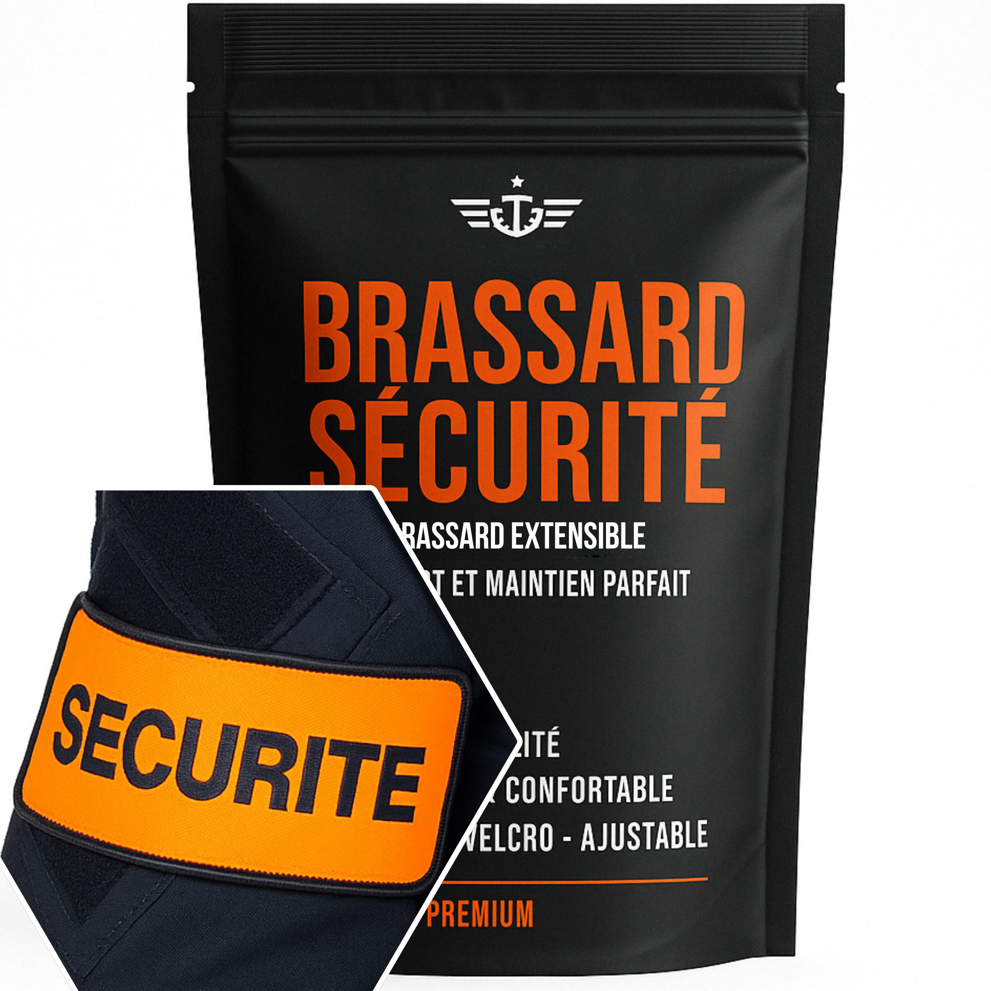 Pack x2 Brassard securite Agent de surete privé Orange Fluo